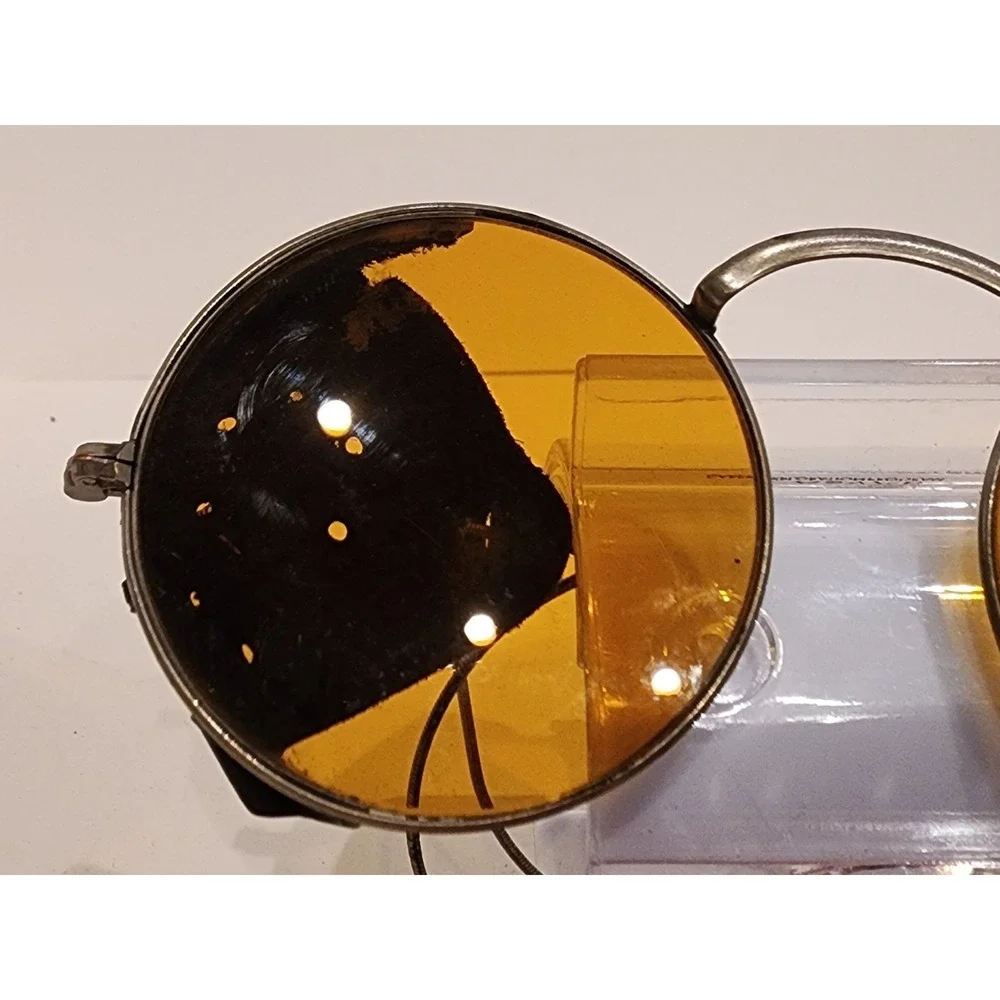Antique Amber Willson Sunglasses Goggles Spectacles Steampunk Safety‎ Glasses